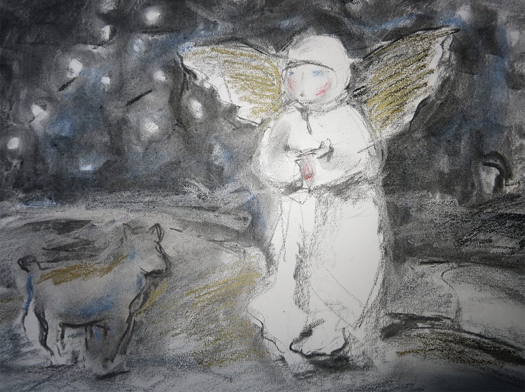 Winter Angel - charcoal